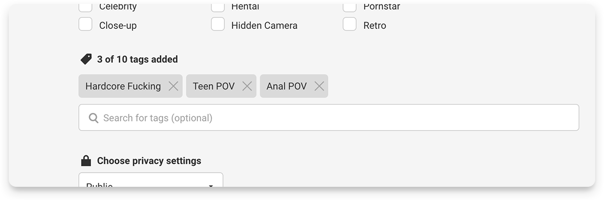 Tags on the Upload Section